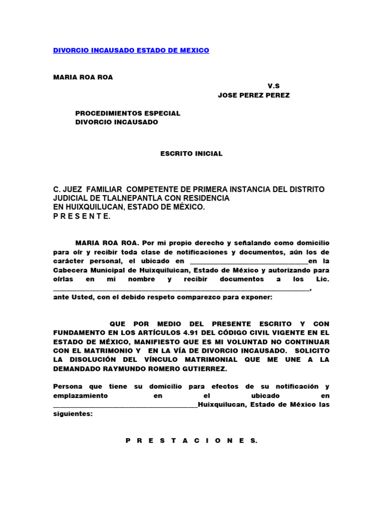 Divorcio Incausado en el Estado de México | PDF | Divorcio | Matrimonio