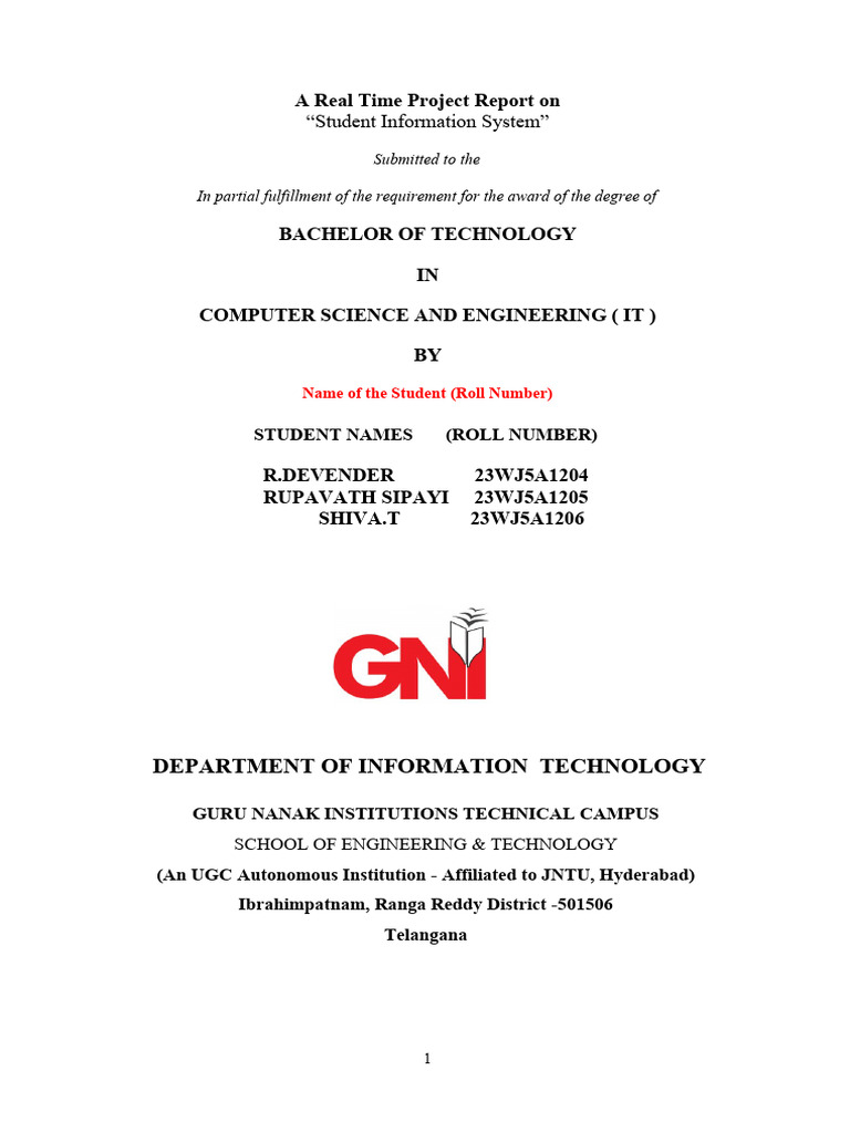 Student Information System Project Report | PDF | Databases | Dynamic ...