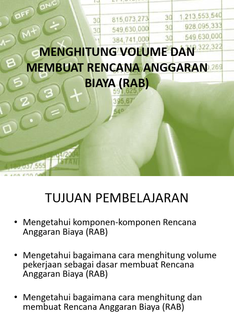 Menghitung Volume dan RAB Pekerjaan | PDF | Teknologi & Rekayasa