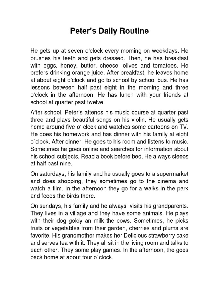 Peter’s Daily Routine | PDF