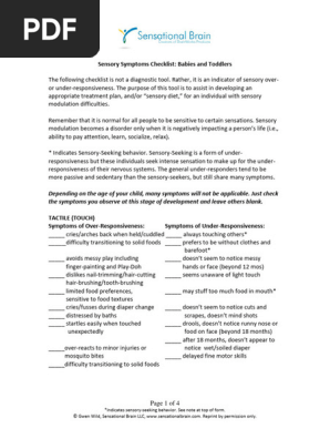 SB Sensory Checklist Birth to 3 20180619