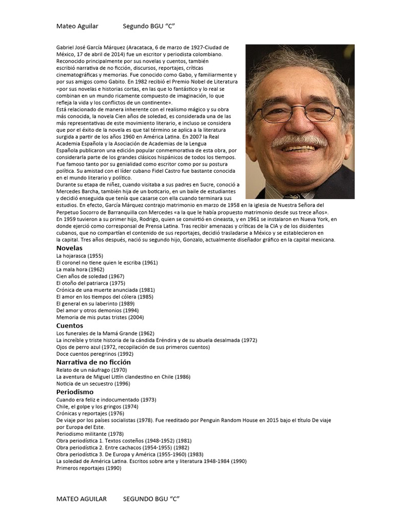 Gabriel José García Márquez Pdf Gabriel García Márquez 