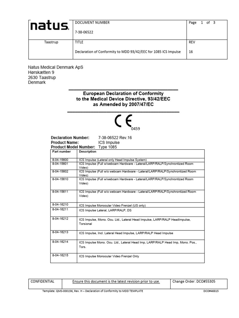 7-38-06522 ICS Impulse DoC Rev16 | PDF | European Union | European ...