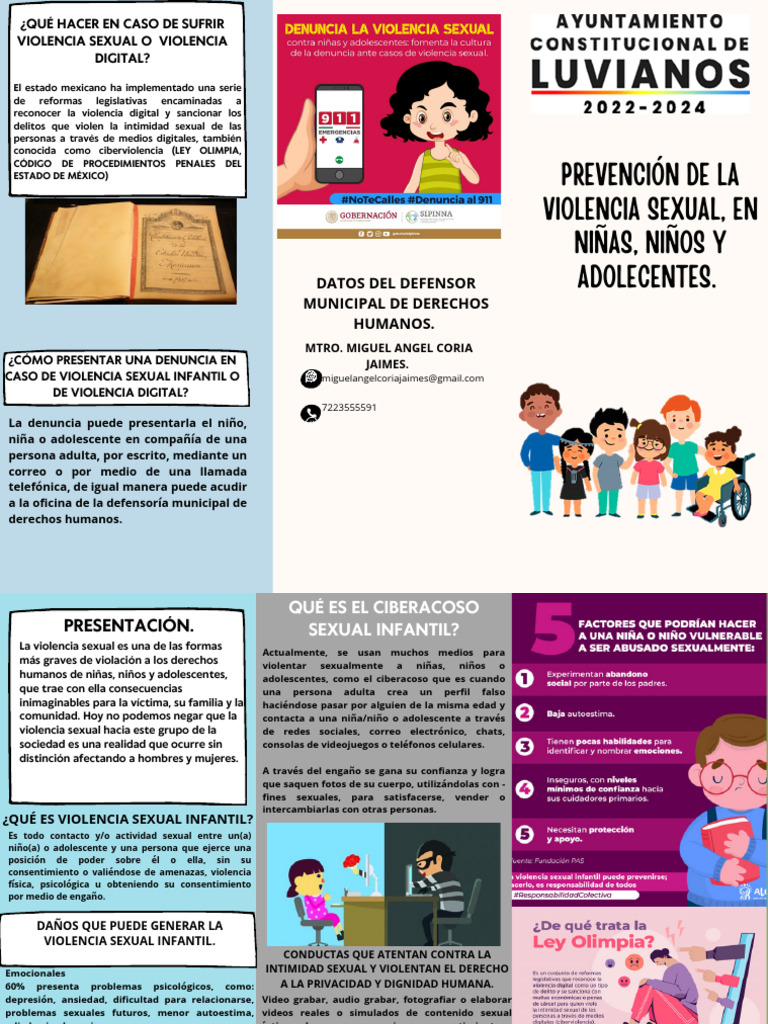Triptico - PREVENCIÓN DE LA VIOLENCIA SEXUAL | PDF | Acoso cibernético ...