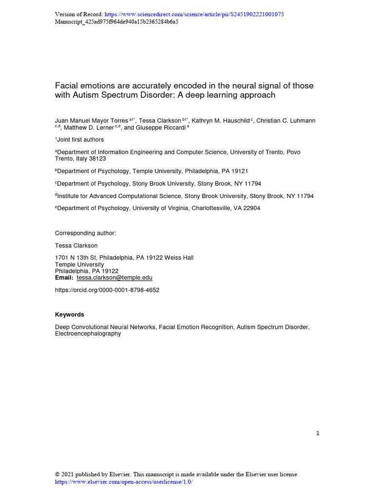 Neural Emotion Encoding in Autism | PDF | Autism Spectrum ...