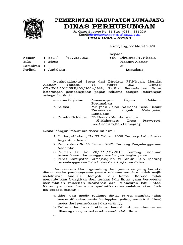 Surat Balasan | PDF