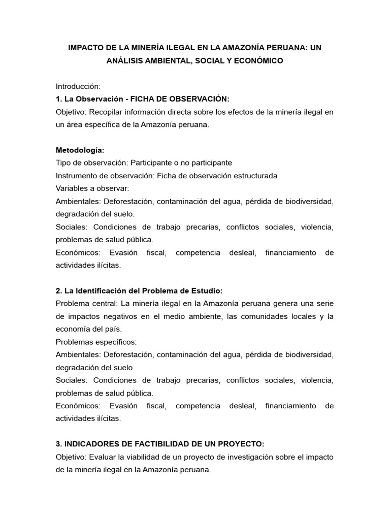 Impacto de la Minería Ilegal en la Amazonía | PDF | Minería | Entorno ...