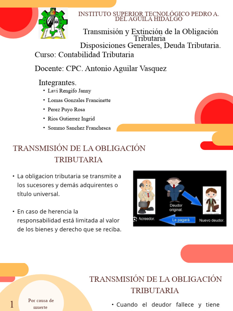 Transmisión y Extinción de Obligaciones Tributarias | PDF | Pagos ...