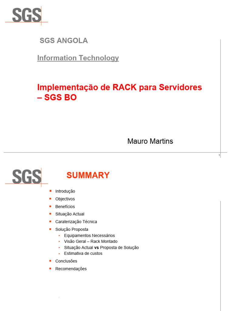 Implementação de Rack para Servidores em Angola | PDF | Servidor ...