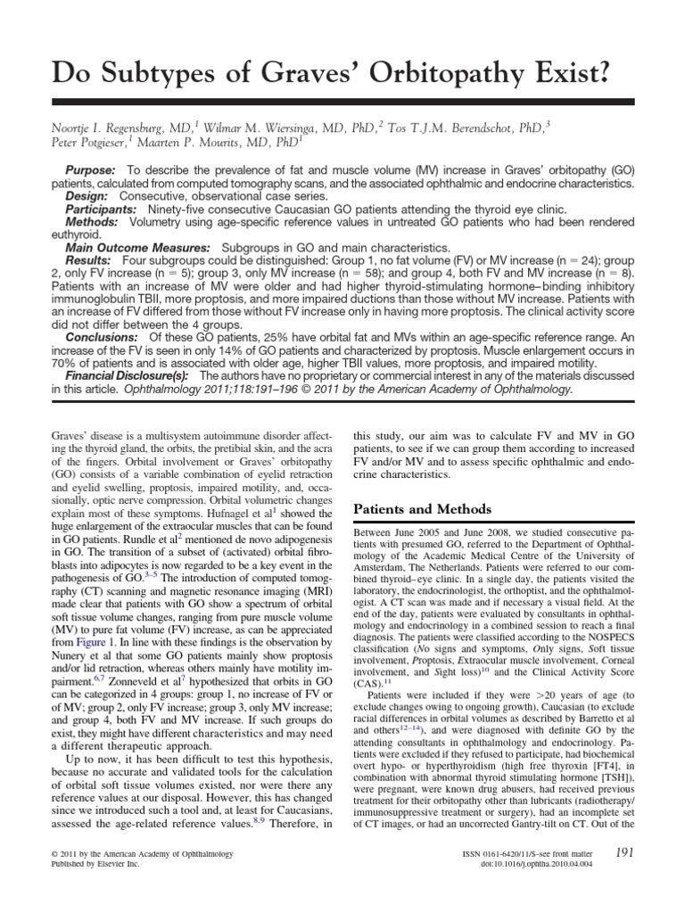 Do Subtypes of Graves' Orbitopathy Exist? | PDF | Thyroid | Medical ...