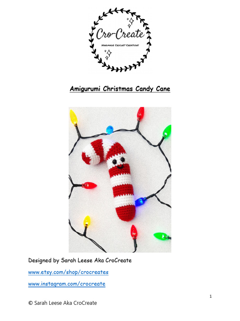 Amigurumi Candy Cane Pattern | PDF | Crochet | Textile Arts