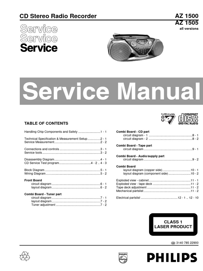 Hfe Philips Az1500 1505 Service en | PDF | Hertz | Electrostatic Discharge