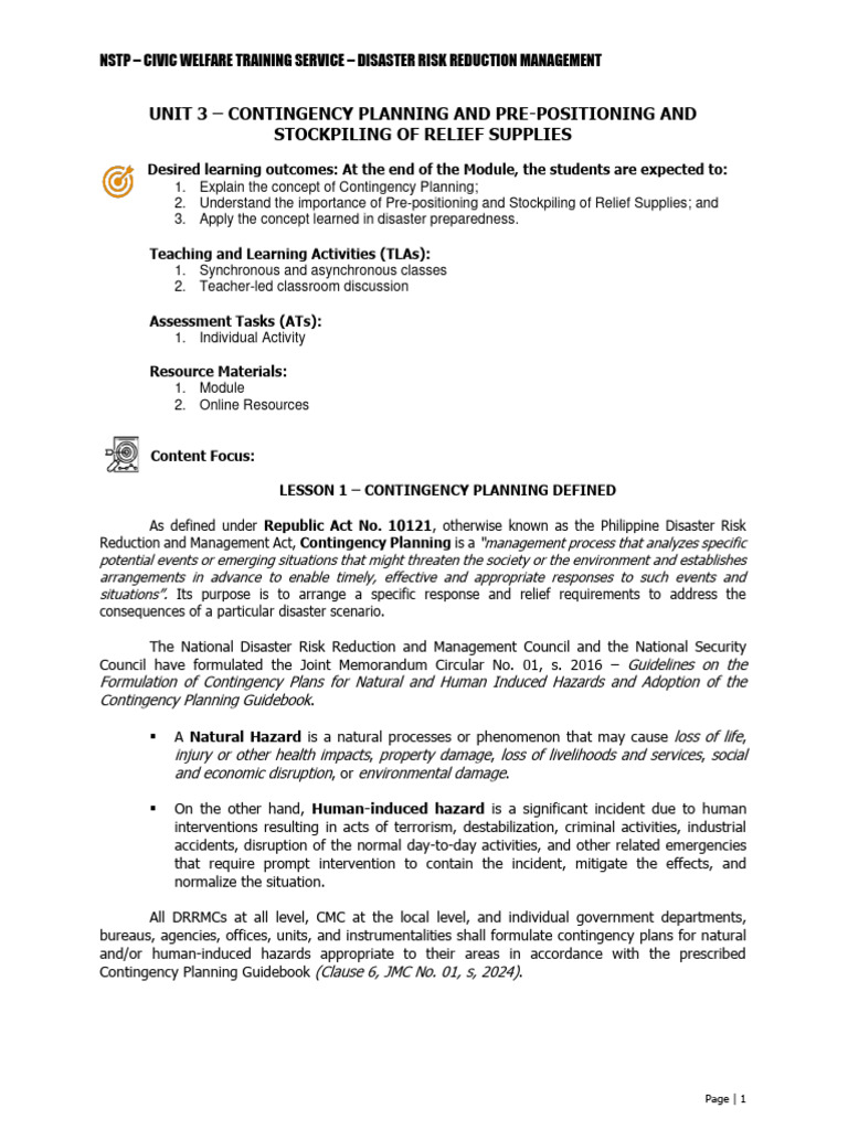 module-3-contigency-planning-and-prepositioning-and-stockpiling-of