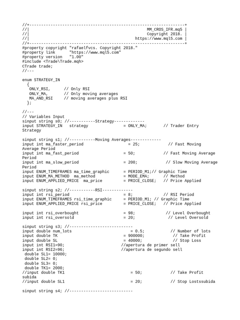 RSI and MA Trading Strategy Script | PDF | Computer Programming ...
