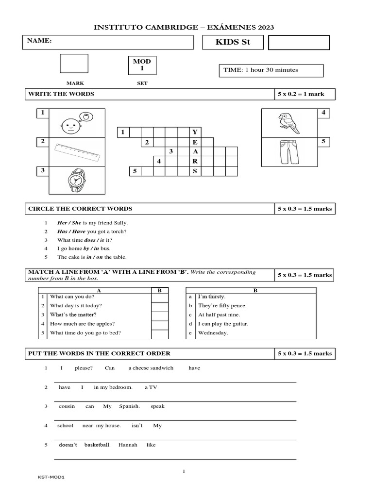 Kids st 2023 mod 1 pdf