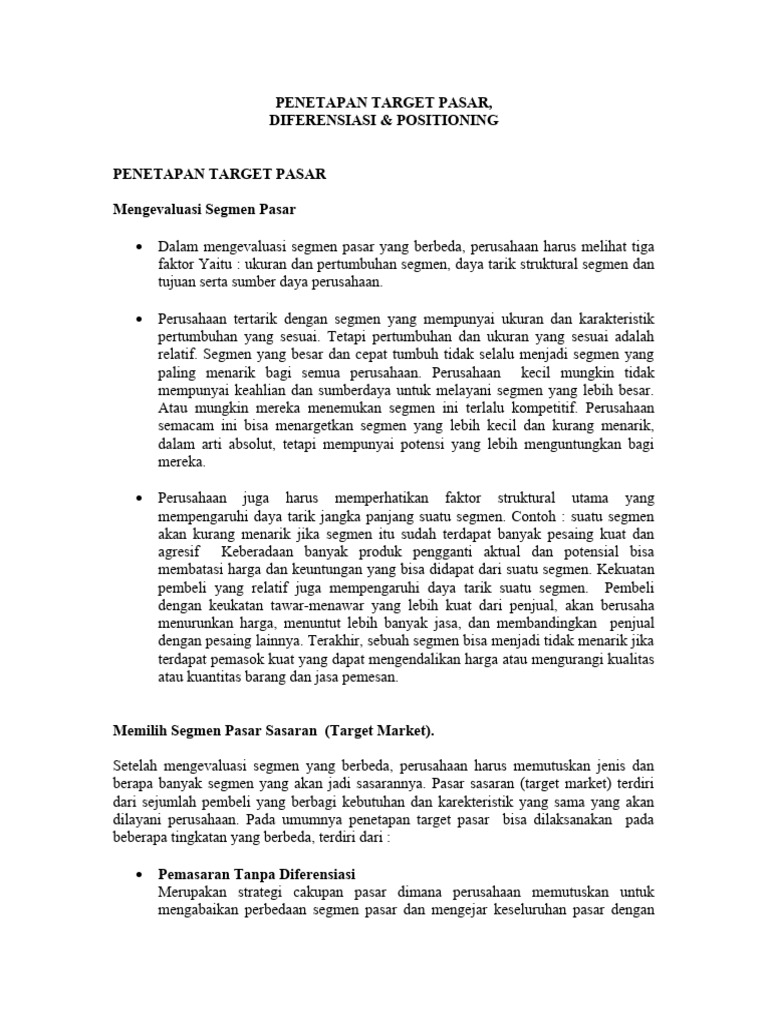 Strategi Penetapan Target Pasar | PDF | Bisnis