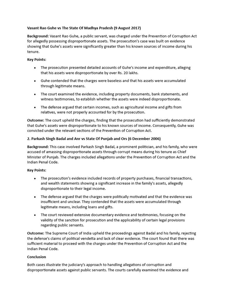 Vasant Rao Guhe Vs The State of Madhya Pradesh | PDF | Corruption ...