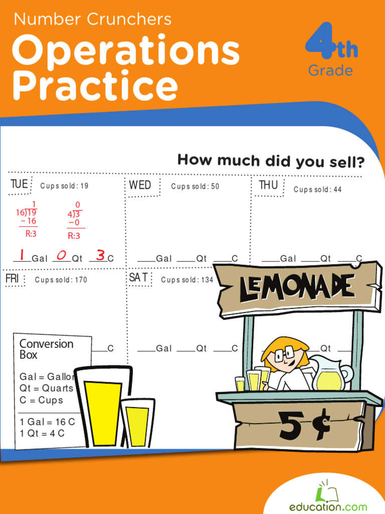 4th - Number Crunchers Operations Practice Workbook | PDF | Elementary ...