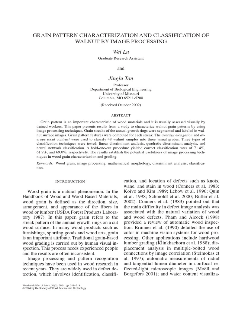 Walnut Grain Pattern Analysis via Imaging | PDF | Wood | Statistical ...