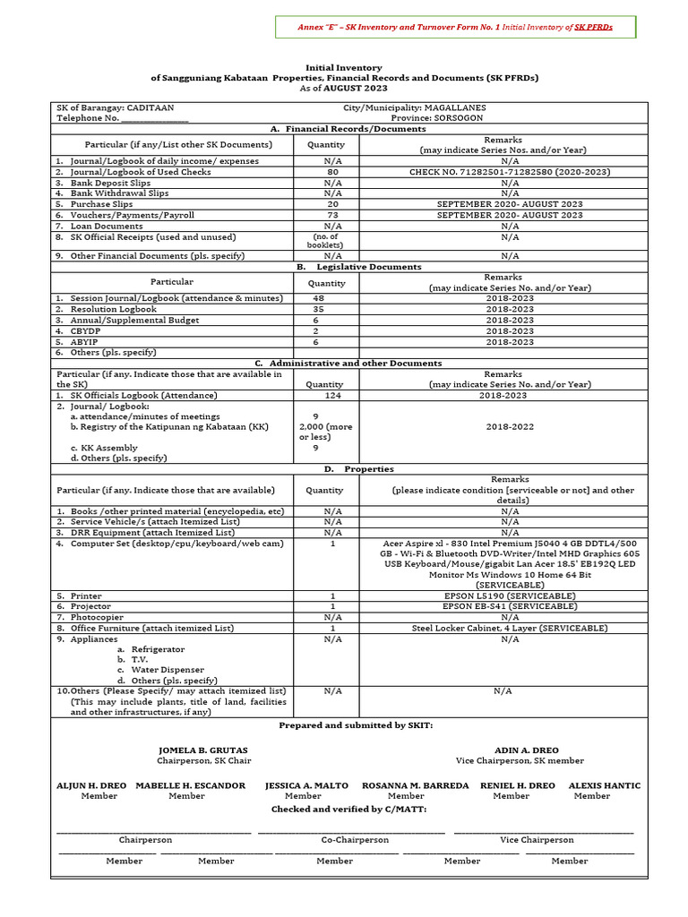 DILG Inventory | PDF | Banks | Computing