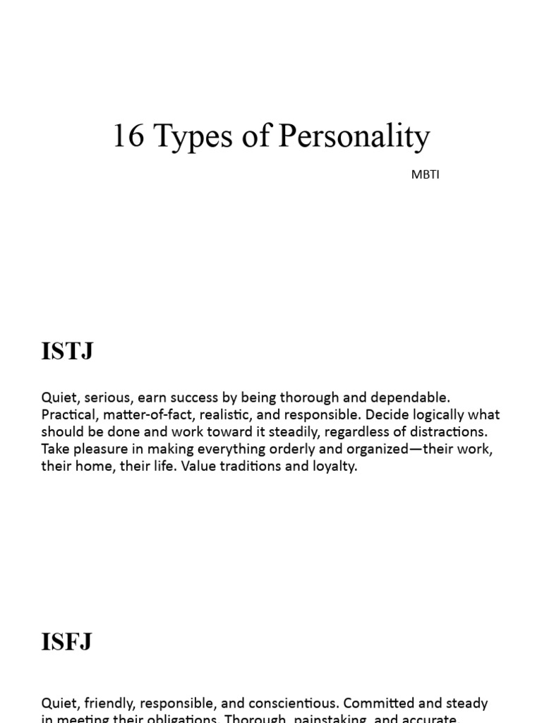 16 Types Of Personality Pdf