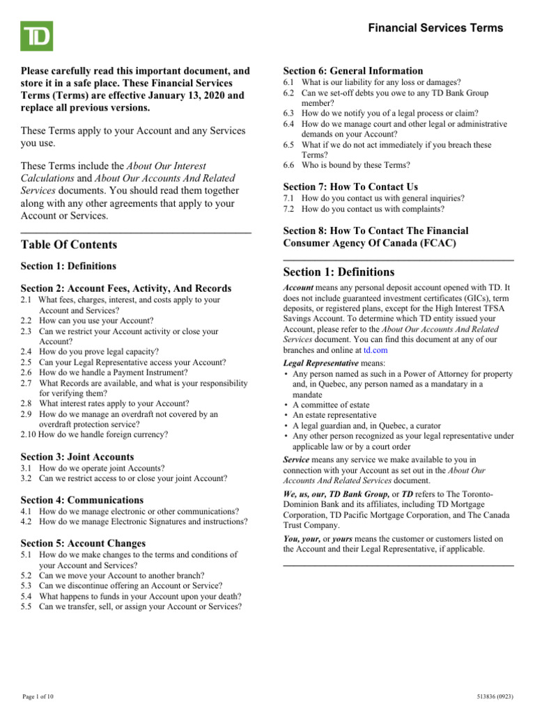 Financial Services Terms - 14058622 | PDF | Cheque | Overdraft