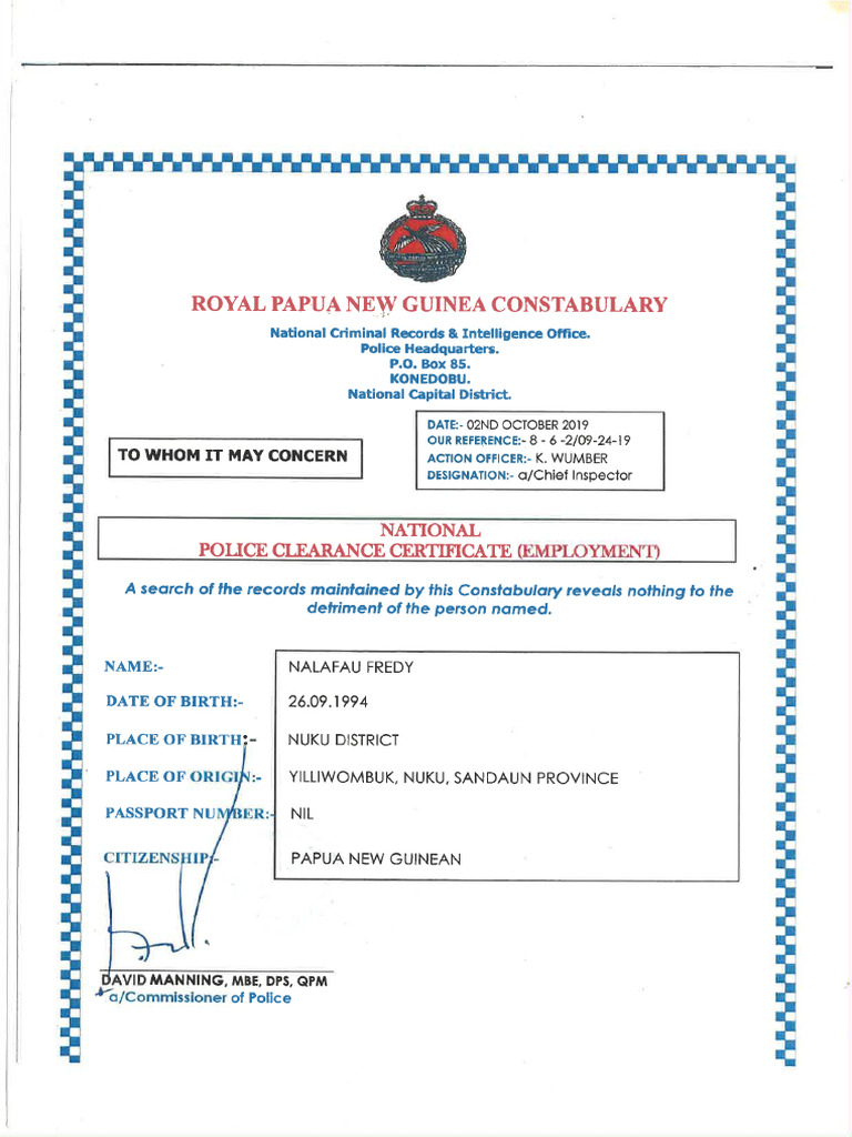 Police Clearance | PDF