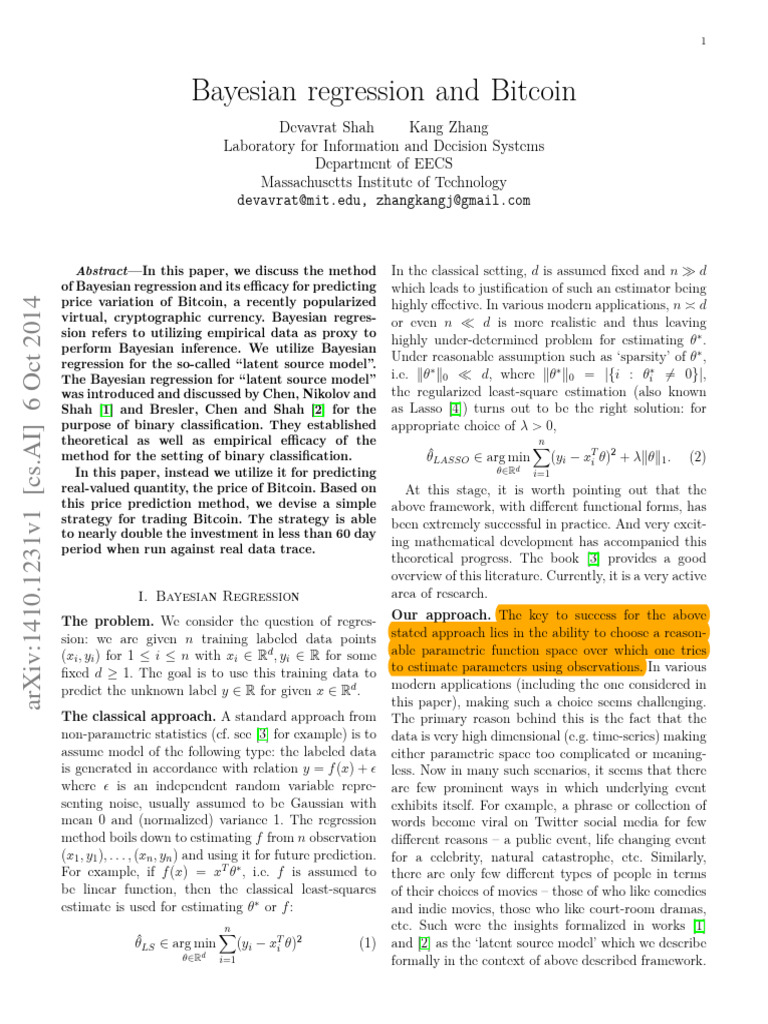 Bayesian Regression and Bitcoin | PDF | Regression Analysis | Time Series