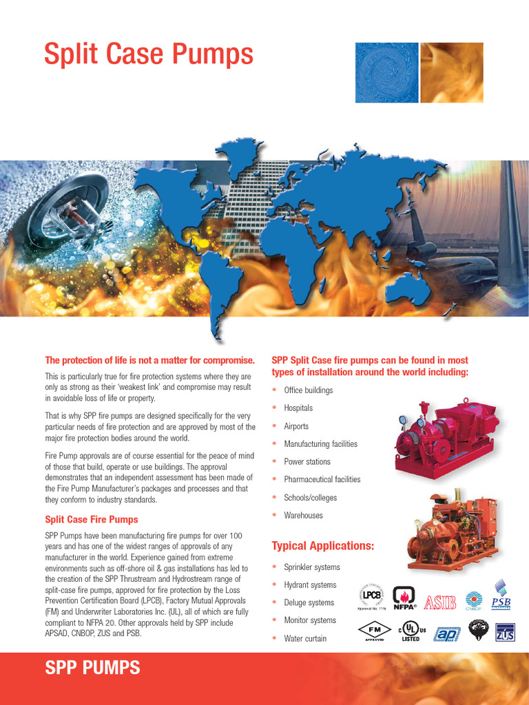 SPP Split Case Fire Pumps Catalogue | PDF | Pump | Electrical Engineering