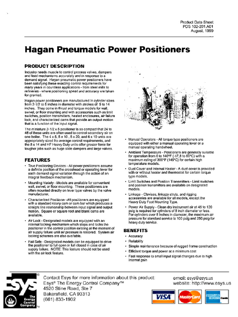 HaganPneumaticPowerPositioners Technical Data | PDF