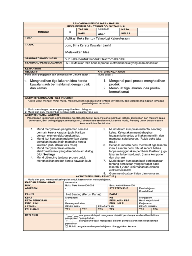 Minggu 3 RBT SK Tahun 6 2022 by Cikgu Gorgeous | PDF