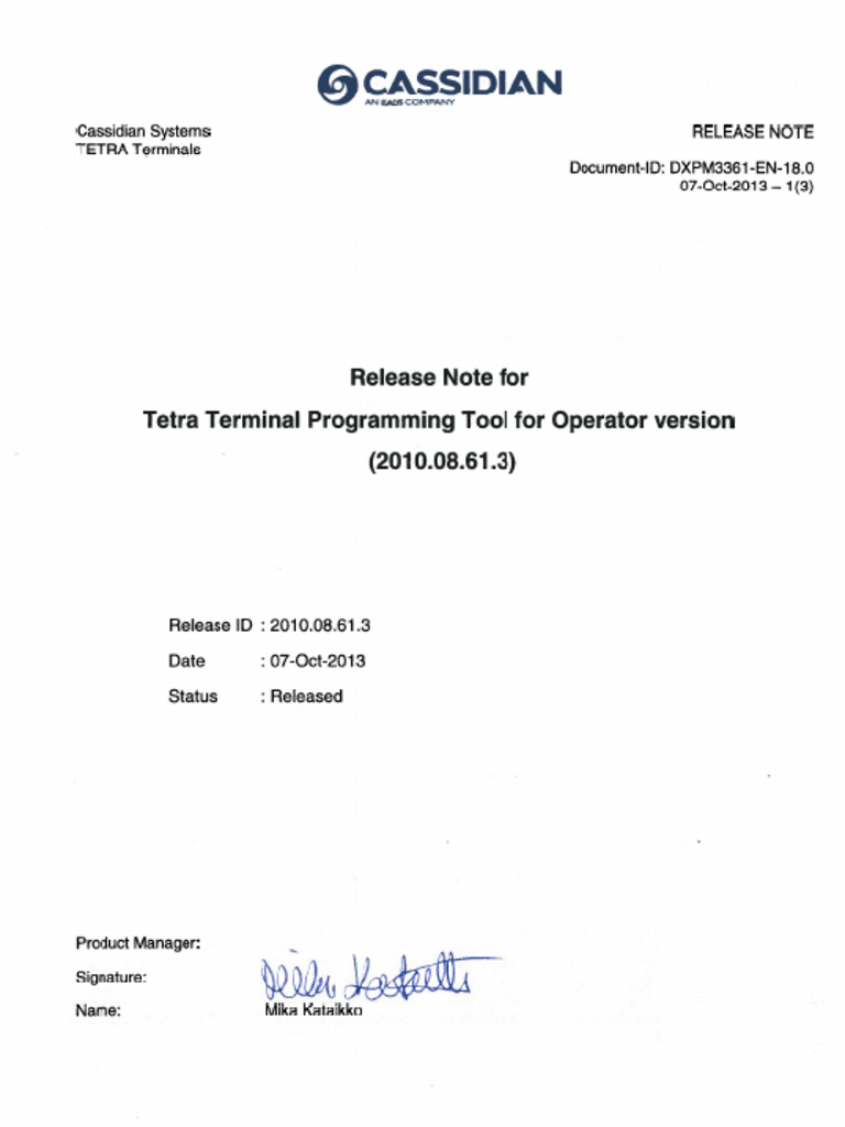TETRA Terminal Programming Tool Release | PDF | Software | Computing