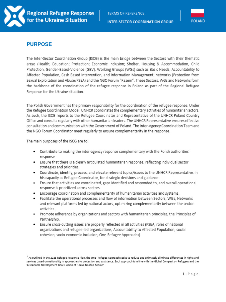 Inter-Sector Coordination Group Terms of Reference (ENG) | PDF | Non ...