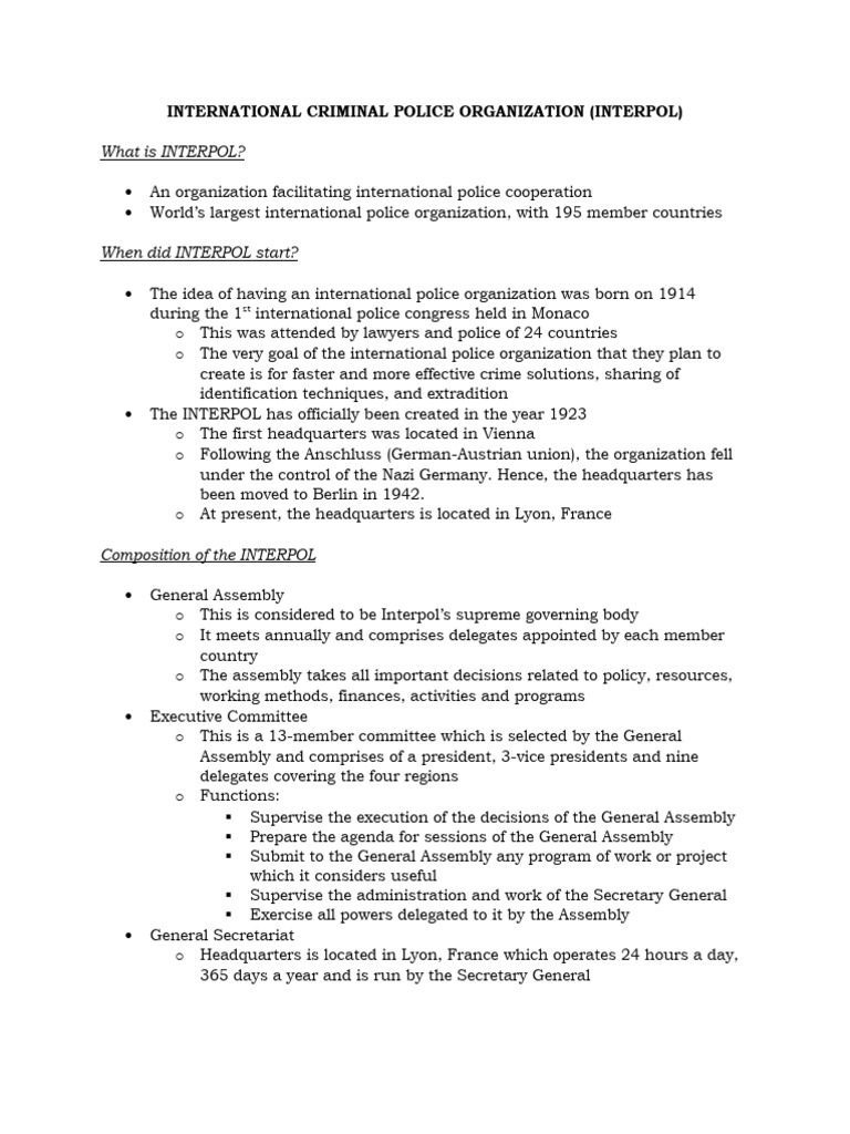 Overview of INTERPOL's Functions | PDF | United Nations | International ...