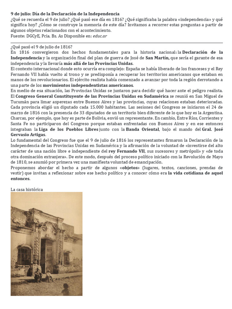 9 de Julio de 1816 - La Independencia | PDF | Libro del alfabeto