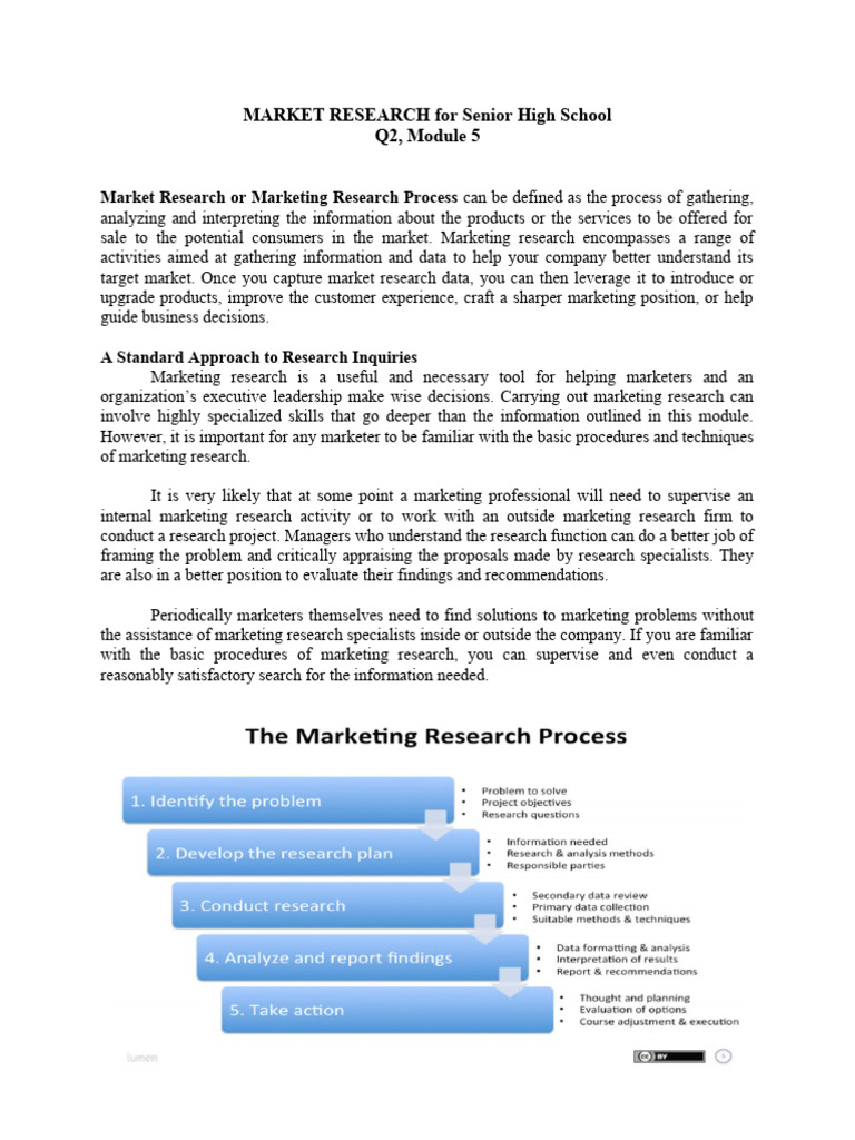Senior High School Market Research Guide | PDF | Marketing Research ...