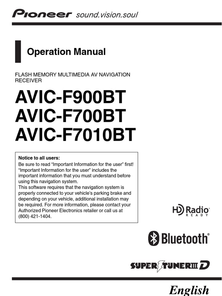 Pioneer AVIC F700BT Usermanual PDF I Pod Usb
