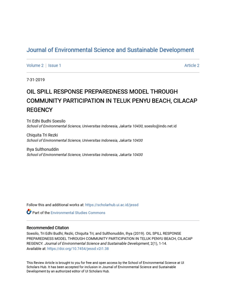 OIL SPILL RESPONSE PREPAREDNESS MODEL THROUGH COMMUNITY PARTICIPA فيه ...