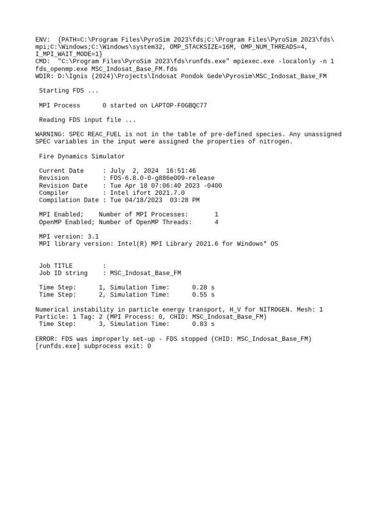 FDS Simulation Error Report for MSC Indosat | PDF | Teaching Methods ...