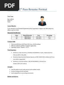 12th Pass Resume Format