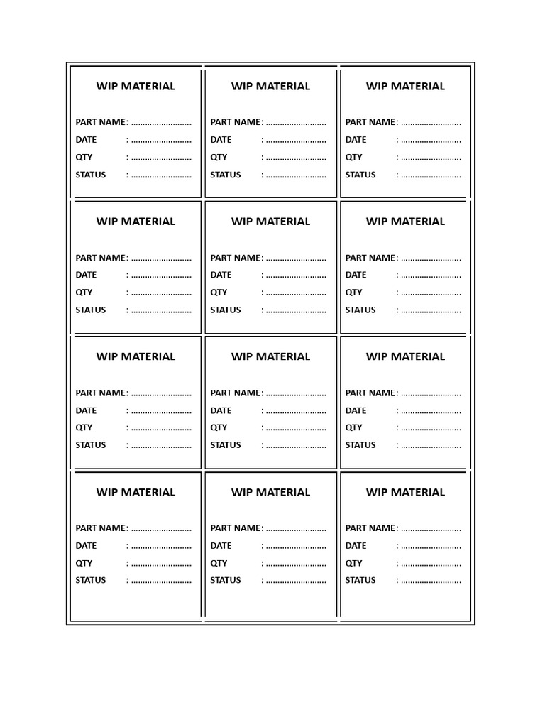 Label Wip Material & NG Material | PDF