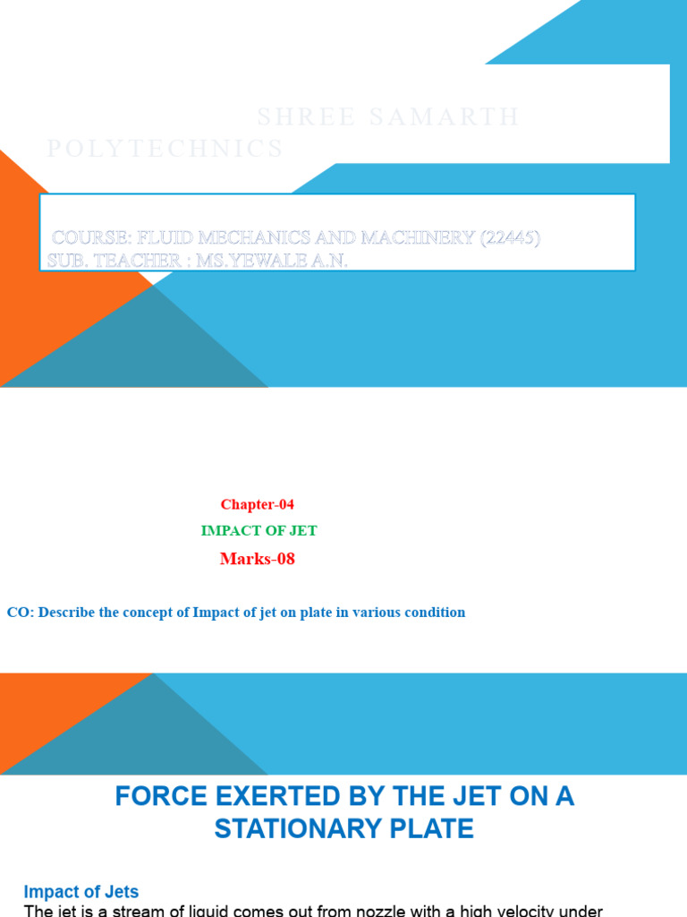Impact of Jet on Stationary and Moving Plates | PDF | Force | Momentum