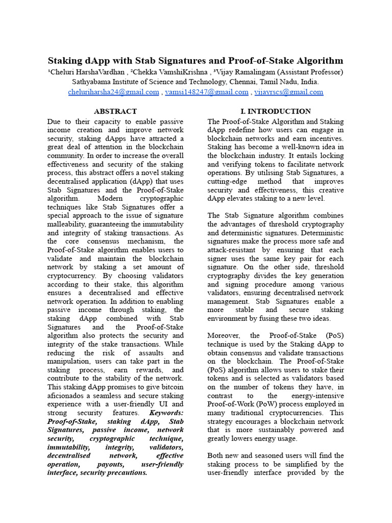 Staking Dapp With Stab Signatures and Proof-of-Stake-Algorithm | PDF ...