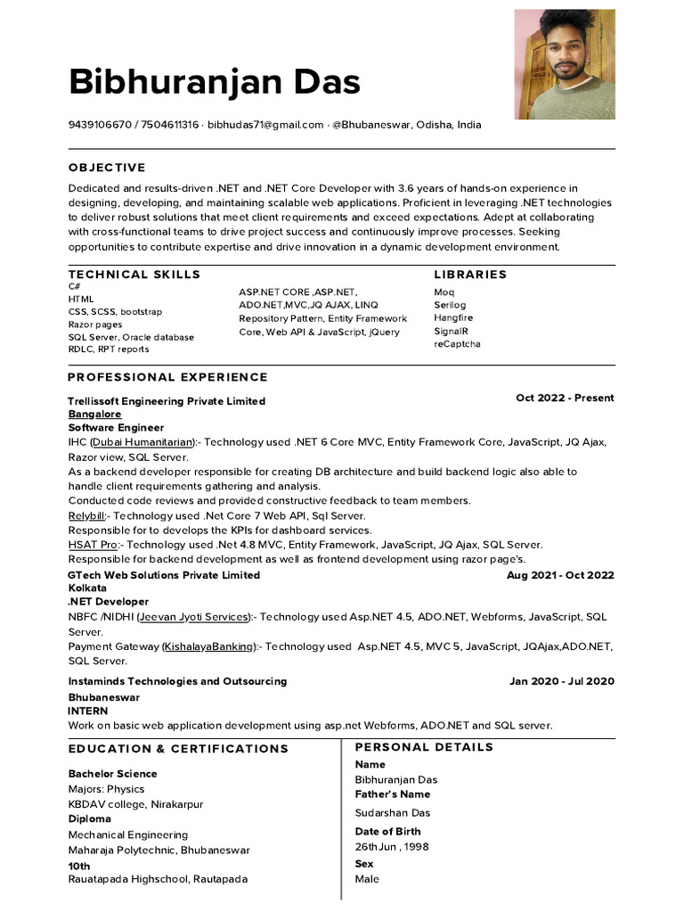 .NET Developer with Full-Stack Expertise | PDF | Microsoft Sql Server ...