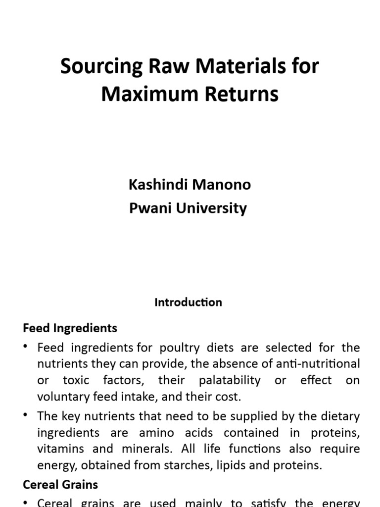 Sourcing Raw Materials For Maximum Returns Pdf Cereals Vegetable Oil