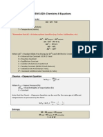 Chemistry II Equations