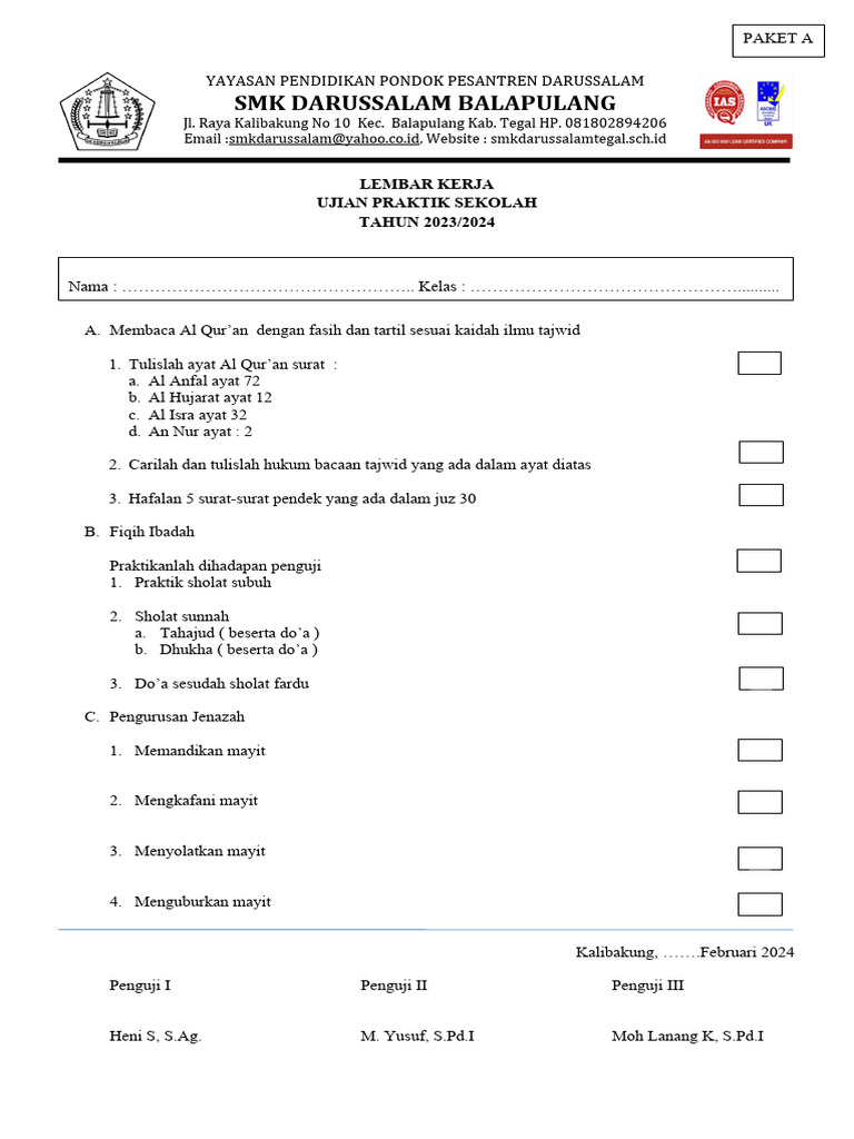 Ujian Praktik Sekolah Pdf