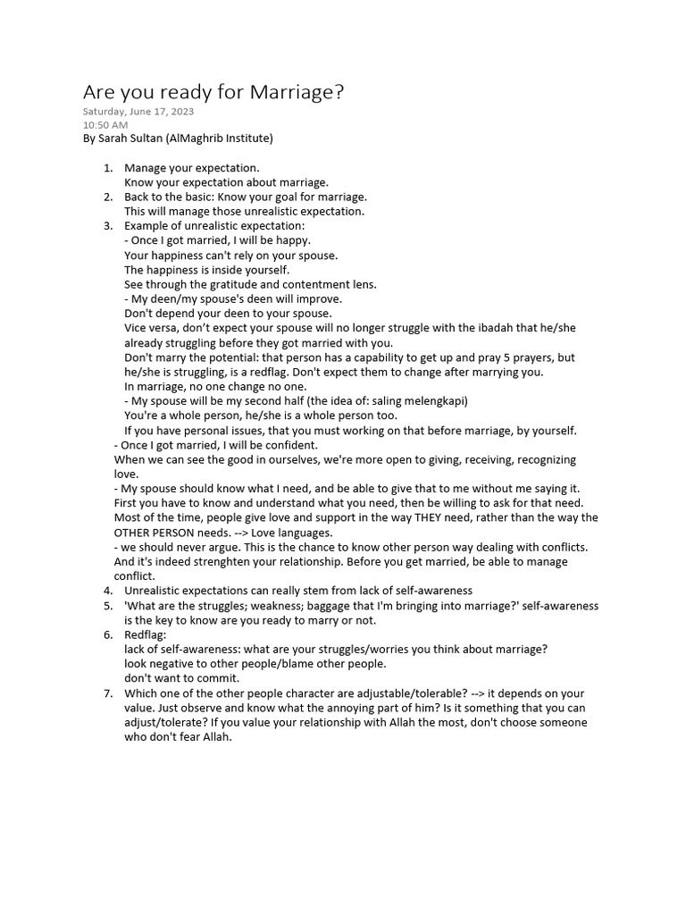 Are You Ready For Marriage PDF Marriage Self Awareness(01)