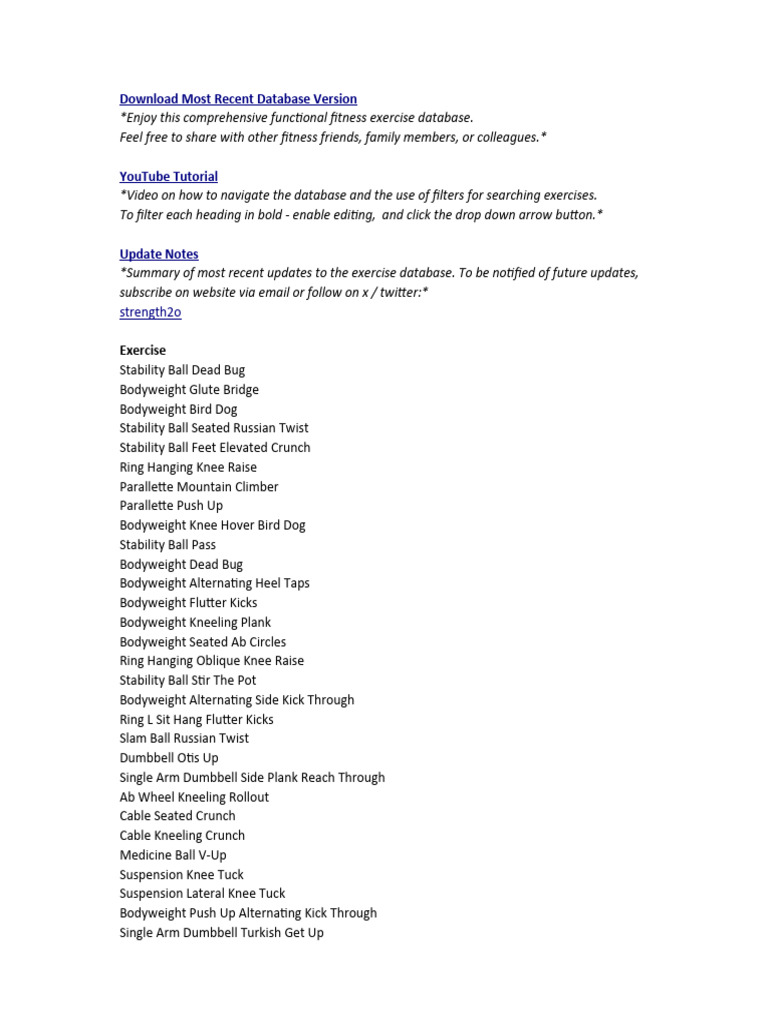 Functional+Fitness+Exercise+Database+ (Version+1 8) | PDF | Kettlebell ...