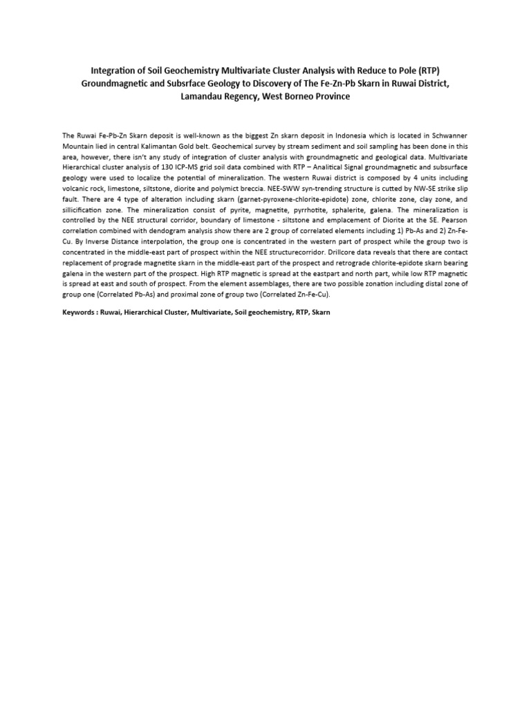 3G Integration of Soil Geochemistry Multivariate Cluster Analysis With ...